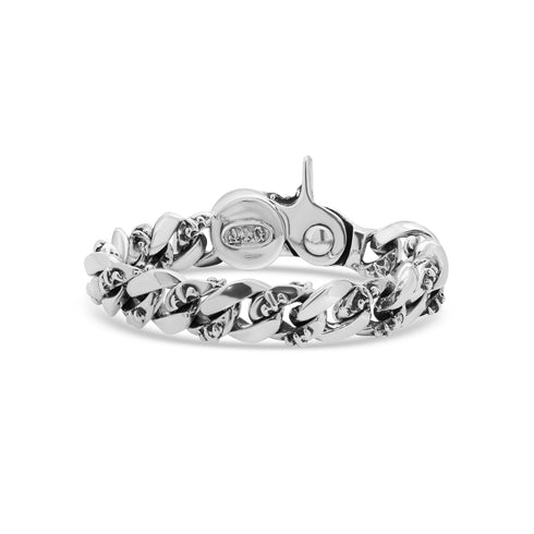 AG Rock Sterling Silver Alternating FDL Cuban Chain Bracelet